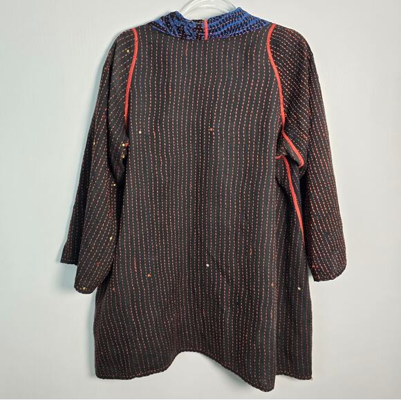 Mieko Mintz Short Kantha Open Kimono Jacket Reversible Lagenlook OS - Picture 4 of 8